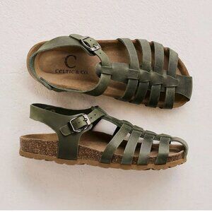 Celtic & Co NEW Olive Green Leather Fisherman Sandals Women’s Size 43/12 US